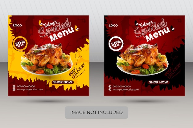 Einzigartiges corporate fast food social media post design mit zwei farben