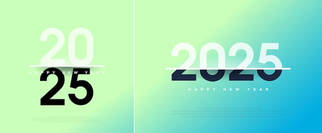 Vektor einzigartiges happy new year nummer 2025 design mit abgeschnittenen zahlen gradient farbenfroher hintergrund premium-vektor-design für poster-kalender-banner und gruß