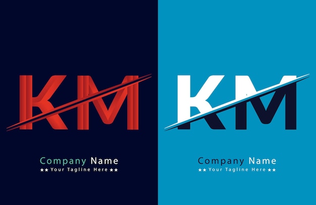 Einzigartiges KM-Buchstaben-Logo-Ikonenvektor-Vorlage