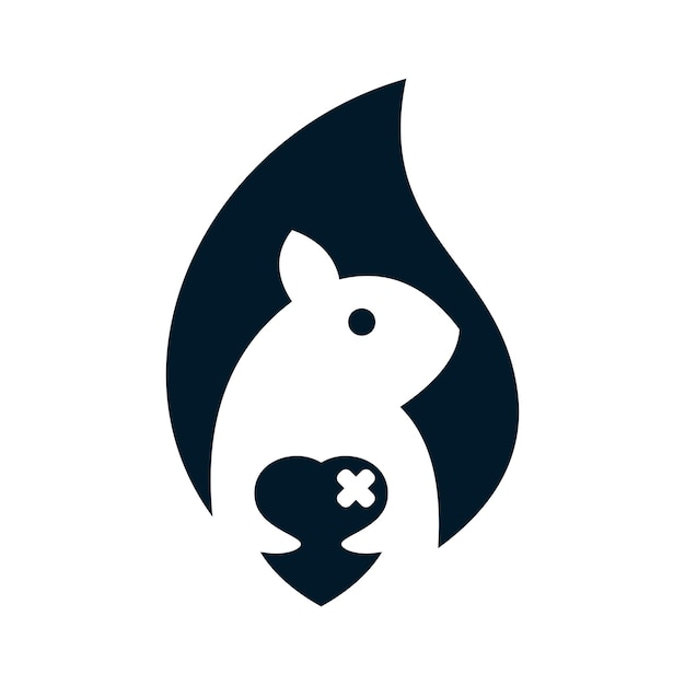 Einzigartiges logo-eichhörnchen und herz mit negativraum