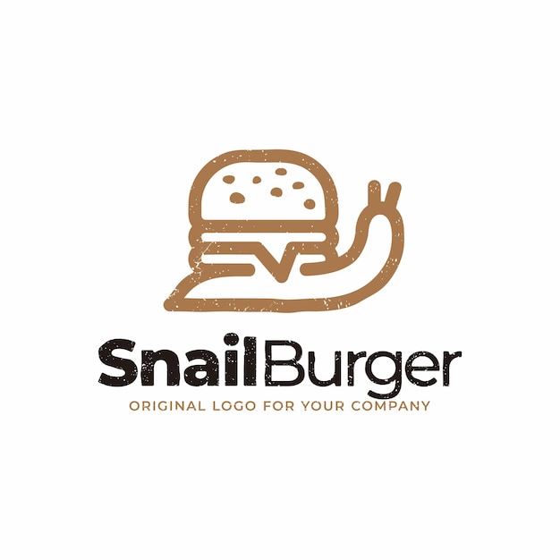 Einzigartiges logo, schnecke mit burger-logo-design-vorlage.