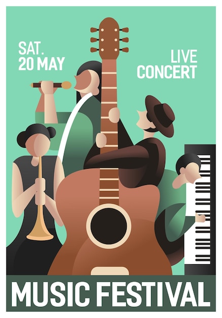 Vektor einzigartiges und wunderschönes vintage-jazz-musik-design für das poster-event