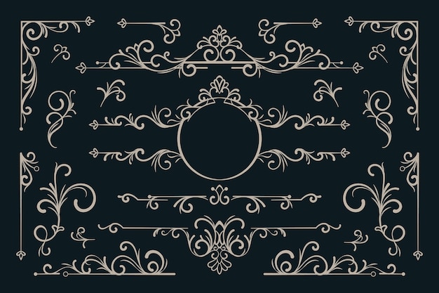 Vektor einzigartiges vintage ornament template set