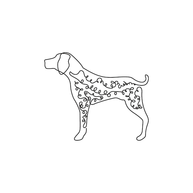 Einzige kontinuierliche zeichnung eines lustigen deutschen kurzhaar-zeigers reinrassiger hund-maskottchen-haustier-ikonen