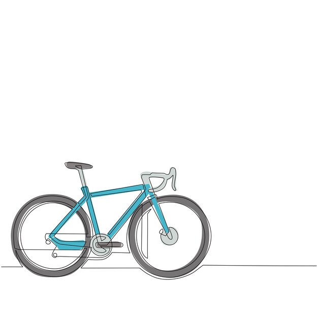 Vektor einzige kontinuierliche zeichnung straßenfahrrad umweltschutzfahrzeug sportfahrrad radfahren hobby-symbol