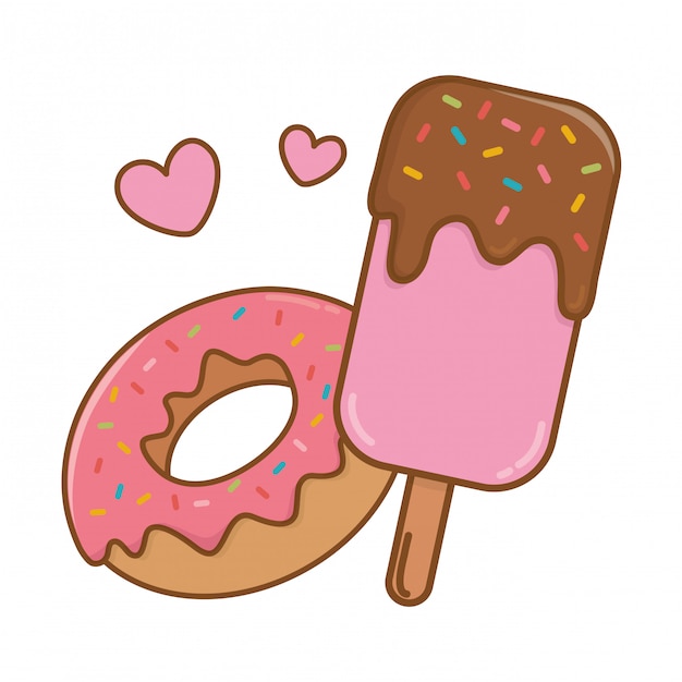 Eis am stiel und donut