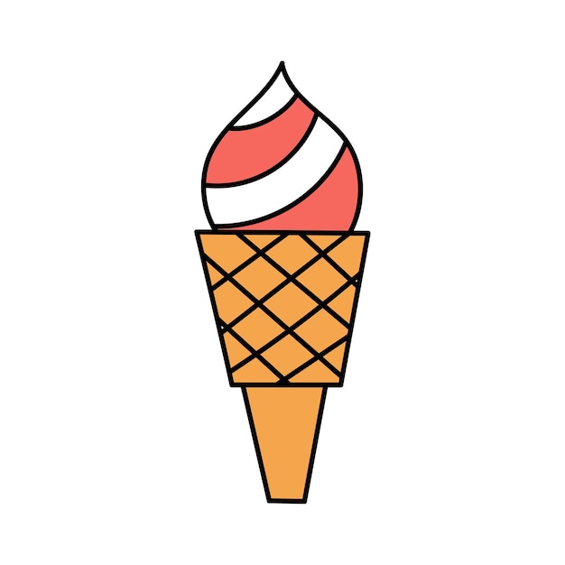 Eis im doodle-stil. sommer eisiger süßer nachtisch. einfache illustration lokalisiert auf weißem hintergrund. sommersymbol