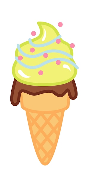 Eis in einem waffelbecher süßes essen symbol vektor illustration