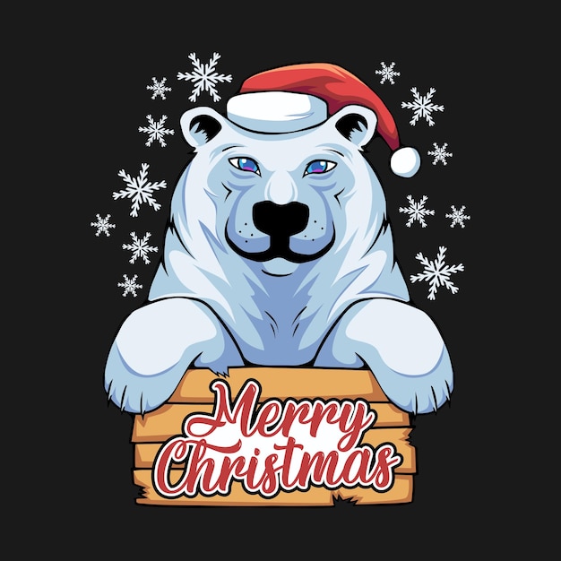 Eisbär-Weihnachtst-shirt-Design-Grafik, frohe Weihnacht-Plakat-Illustration