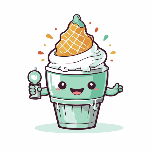 Vektor eiscreme-charakter-vektor-illustration schöne eiscream-maskottchen