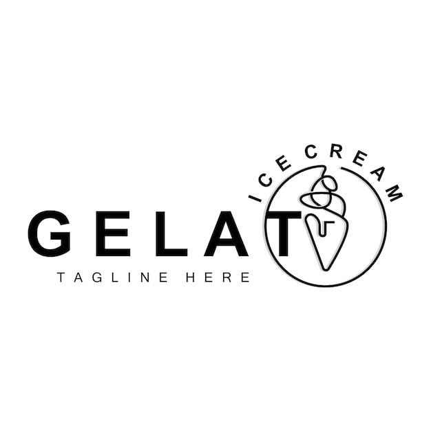 Vektor eiscreme-gelato-logo-design-süße weiche kalte lebensmittel-vektor-marken-unternehmensprodukte