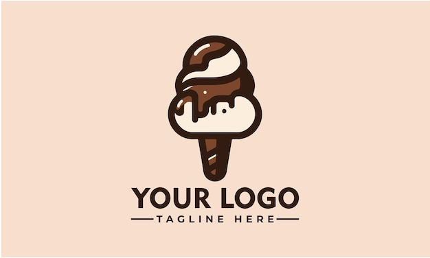 Eiscreme-logo-vorlage und logo-ikonen in trendy cartoon-linien-stil