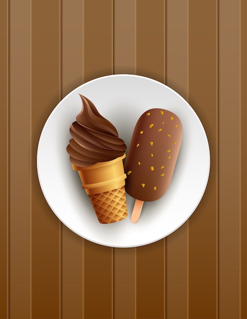 Eiscreme mit hintergrundillustration