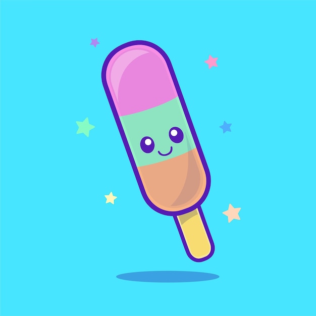 Vektor eiscreme popsicle lollipop essen süß süß charakter vektor illustration kunst zeichentrickfilm