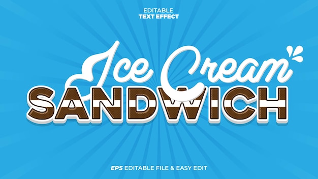 Vektor eiscreme-sandwich-texteffekt