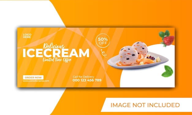 Vektor eiscreme-werbung und social media facebook-cover-banner