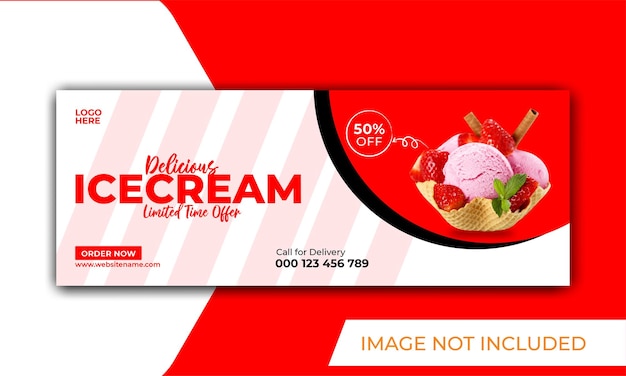 Eiscreme-Werbung und Social Media Facebook-Cover-Banner