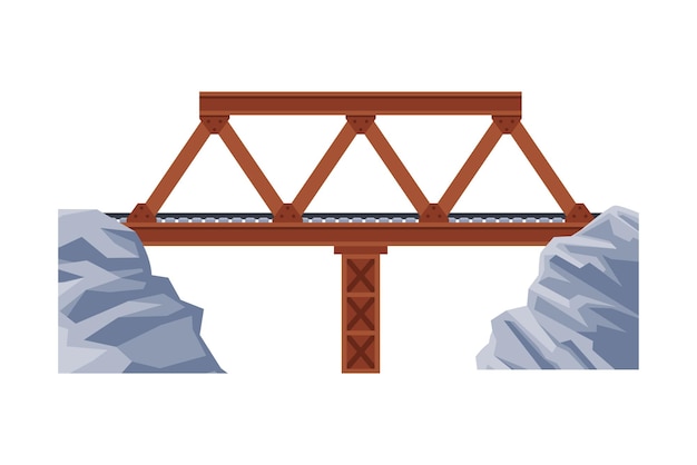 Vektor eisenbahnbrücke architektonisches designelement brückenbau flache vektorillustration