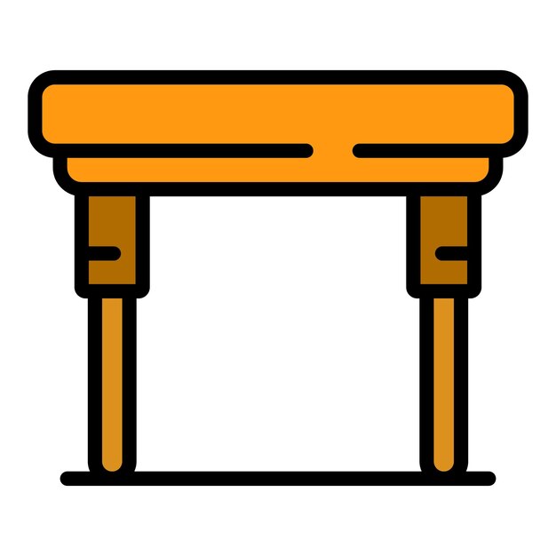 Eisentisch-Symbol-Umrissvektor Klappbarer Tisch Kompakte Picknick-Farbe flach