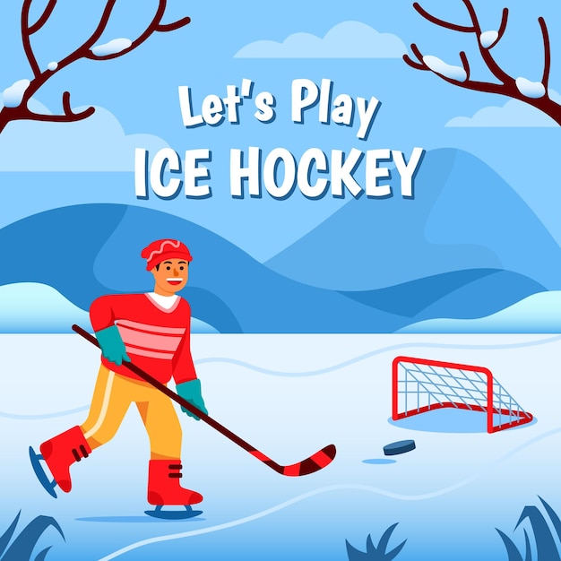 Eishockey im winter im freien spielen