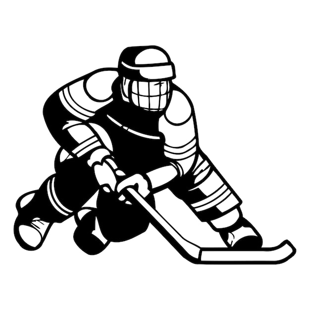 Vektor eishockeyspieler vektor-illustration eines eishockey-spielers in aktion