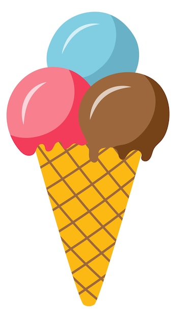 Eiskugeln in Waffelkegel Sommersüße Ikone