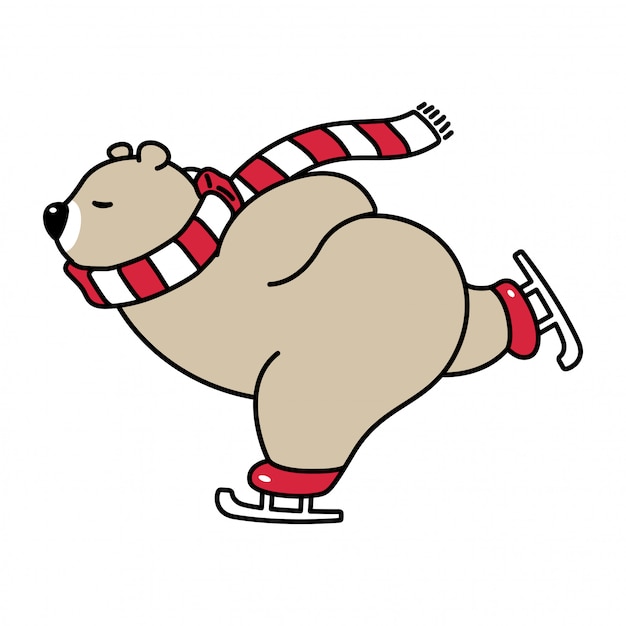 Vektor eislauf-illustrationskarikatur des bären polarer
