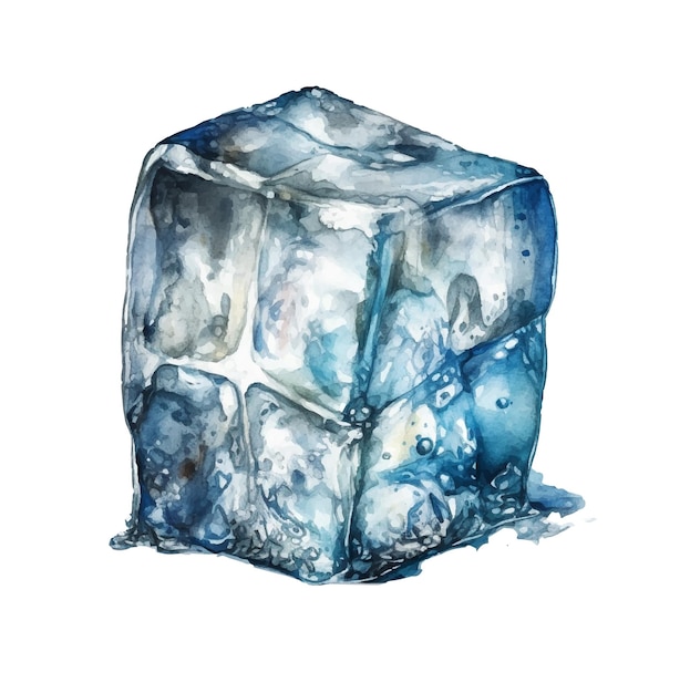 Vektor eiswürfel mit der blauen flüssigkeit auf der unterseite.