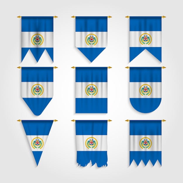 El salvador flagge in verschiedenen formen