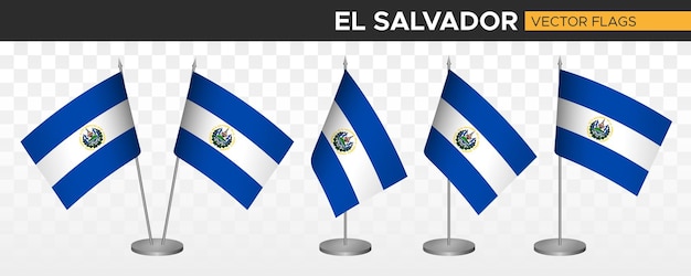 El salvador schreibtisch flaggen mockup 3d-vektorillustration tabellenflagge von elsalvador