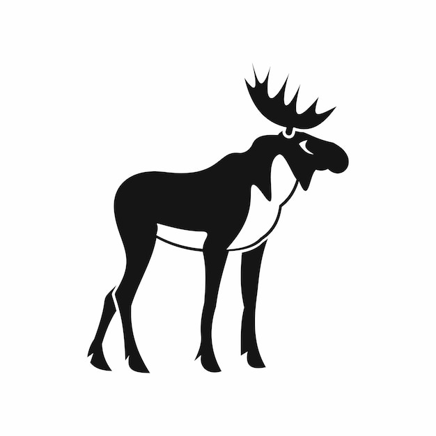 Vektor elch-symbol im einfachen stil isoliert auf weißem hintergrund tiersymbol