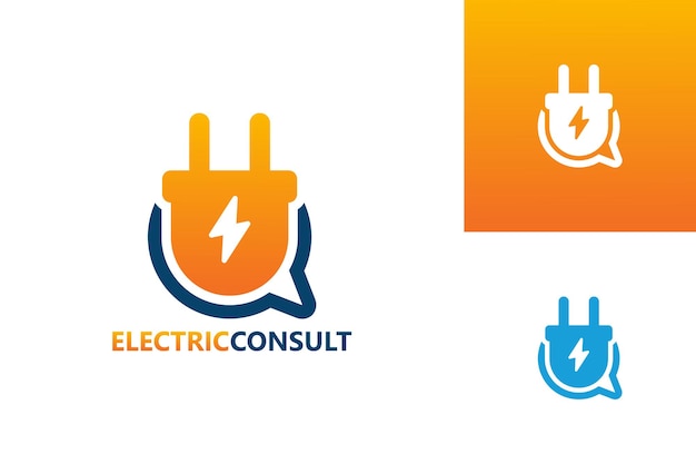 Electric consult logo template design vektor, emblem, designkonzept, kreatives symbol, icon