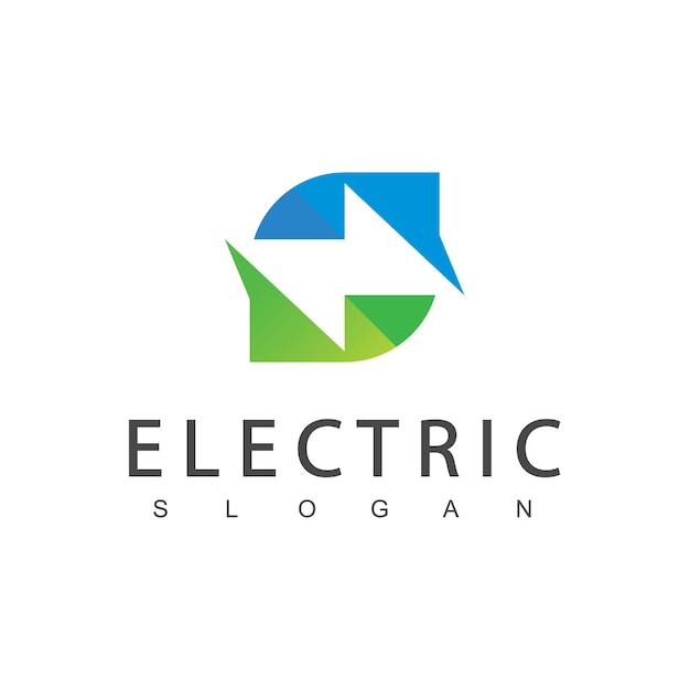 Electric logo green energy concept mit bolzen und blatt-symbol