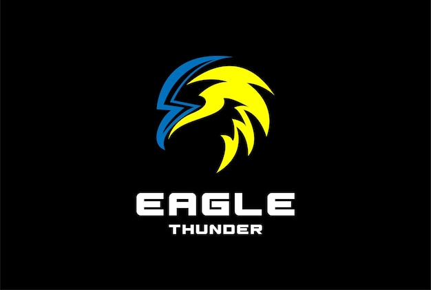 Electric thunder light eagle hawk falcon head für sport brand logo design