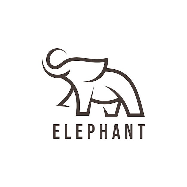 Elefant baby line outline logo design icon illustrationen premium-vektor