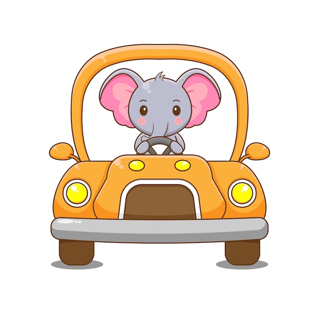 Elefant Charakter fahren Auto.