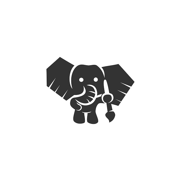 Elefant hält pinsel illustration symbol marke