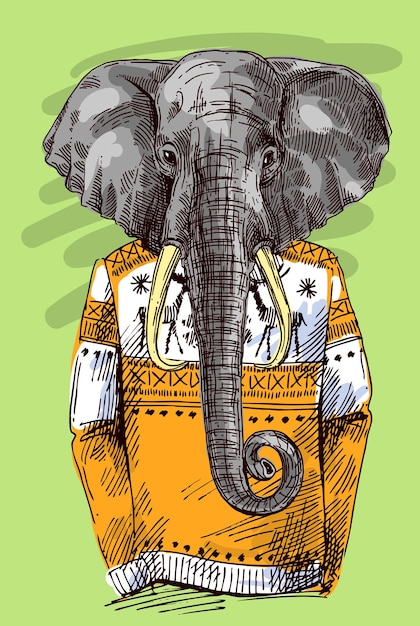 Elefant im Strickpullover