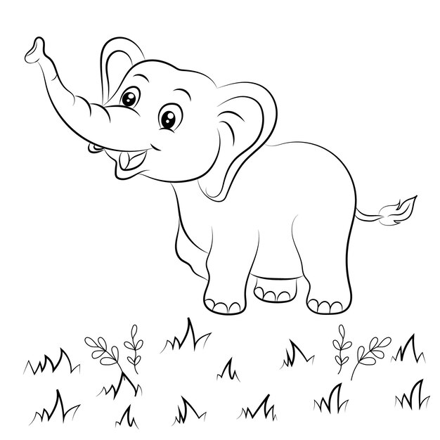 Elefant-Malseite für Kinder Handgezeichnete Elefant-Umrissillustration