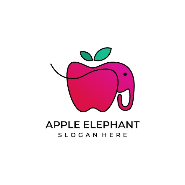 Elefanten-apfel-logo-vektor kombination aus elefant-ikonen und apfelfrucht