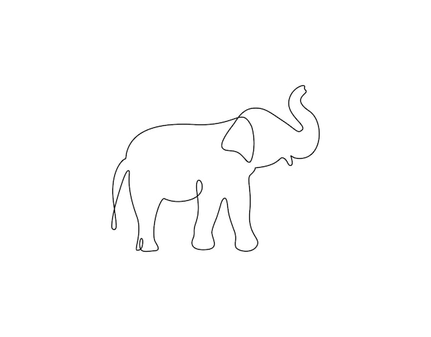 Elefanten-Vektorillustration mit einer einzigen Zeile