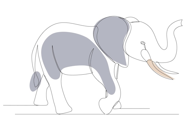 Elefantenzeichnung in einem isolierten Vektor mit durchgehender Linie