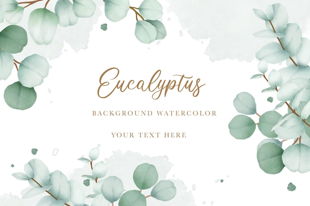 Elegant blumiger Hintergrund mit handgezeichneter Eukalyptus-Wasserfarbe