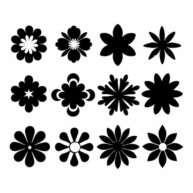 Elegant Flower Icon Set Vector Design Elements Illustration (Elegant Blumen-Ikonensatz mit Vektor-Design-Elementen)