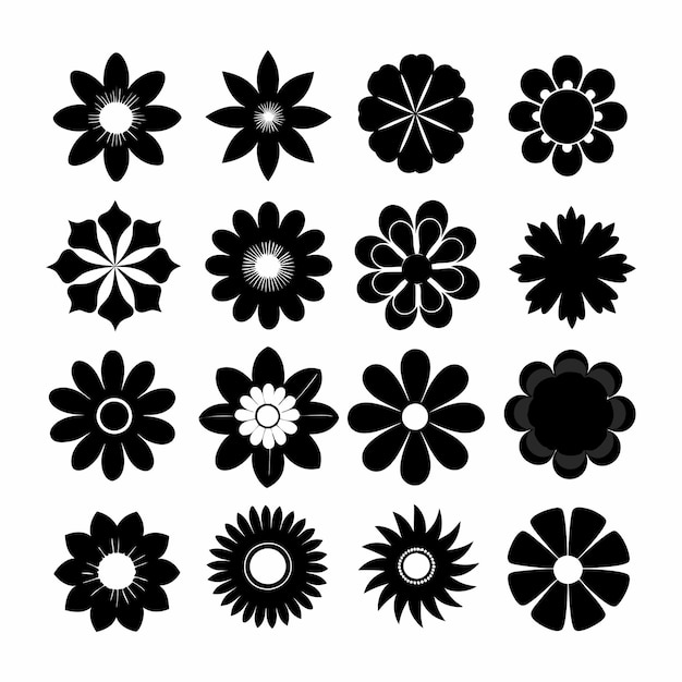 Elegant Flower Icon Set Vector Design Elements Illustration (Elegant Blumen-Ikonensatz mit Vektor-Design-Elementen)