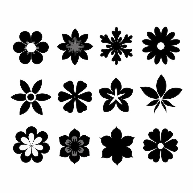 Elegant Flower Icon Set Vector Design Elements Illustration (Elegant Blumen-Ikonensatz mit Vektor-Design-Elementen)