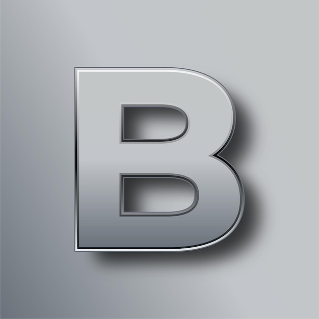 Elegant glänzender silberner 3D-Buchstabe B mit grauem Hintergrund für moderne Designs