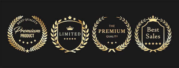 Elegant Golden Laurel Badge Vector Set für Premium-Qualität und Luxus-Designs