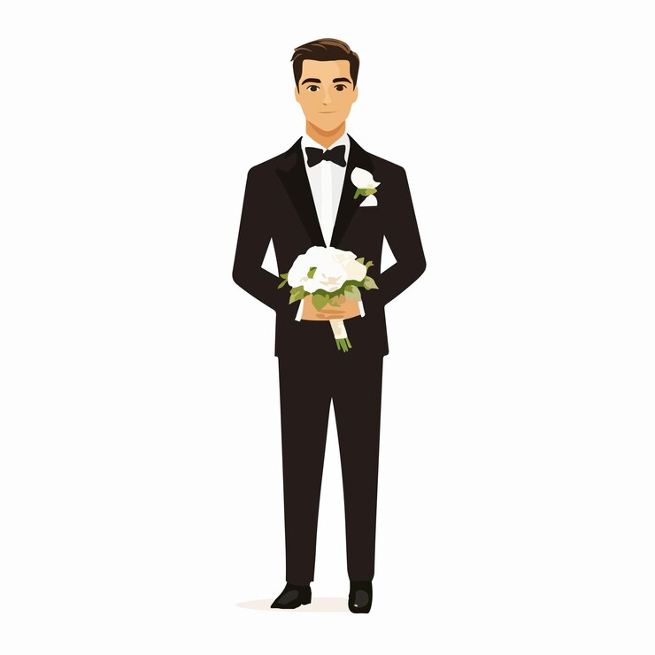 Vektor elegant mann bräutigam verheiratet bild vektor illustration isoliert
