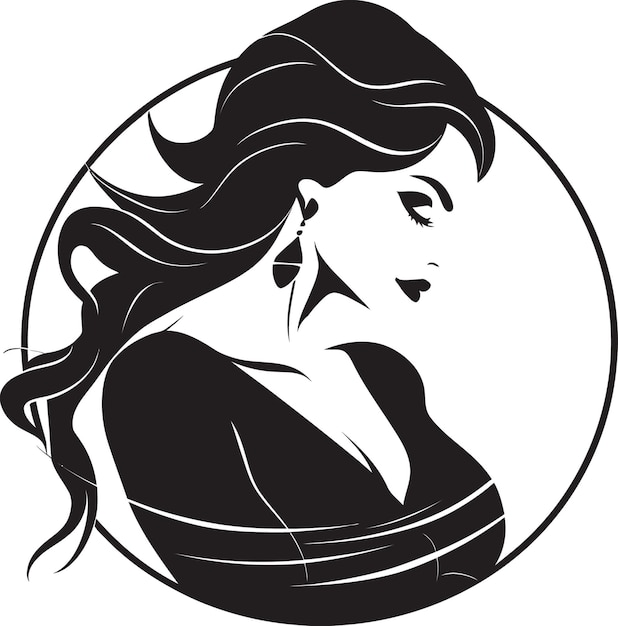 Vektor elegant serenity black weibliches gesicht emblem interessantes profil-logo mit weiblichem gesicht in schwarz